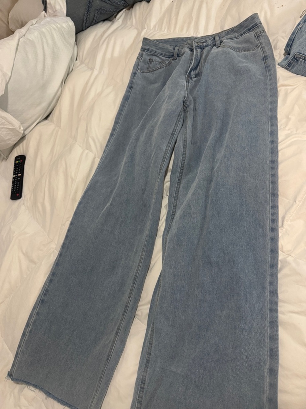 SHEIN Light Blue Wide-Leg High-Rise Jeans